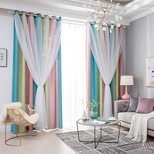 1 Panneau 40 Rideaux De La Chambre Bedler Rideaux Etoiles Etoiles Rideaux Occultants Pour Enfants Filles Chambre Salon Colore Double Couche Rideaux De Fenetre Etoiles Rideaux Bebe Et Puericulture Kalchem Com Pl