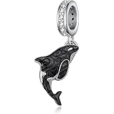 qielizhu Whale Charm 925 Sterling Silver Whale Charms for Bracelets Orca Gifts for Women Summer Beach Sea Animals Ocean Charms for Jewelry Making
