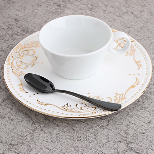 Black 6 Piece Coffee Spoon 5-inch Stainless Steel Teaspoon Flatware Set Table Silverware Dishwasher Safe Service for 6 - Thumbnail 4