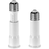 QWORK E26 Light Socket Extender, 2-Pack 4-Level Extendable, Flame-Retardant PBT, 60W Max