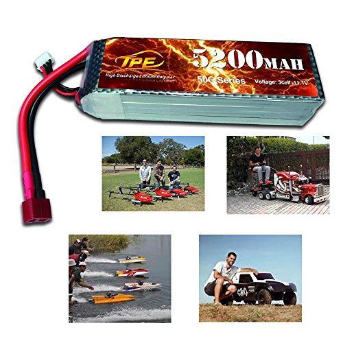 3Cell 11.1V Lipo Battery, High Discharge Lithium Polymer 50C 5200mAh RC Lipo Batteries Hard Case with Dean-Style T Connector for RC Vehicles Car, Trucks - Thumbnail 3
