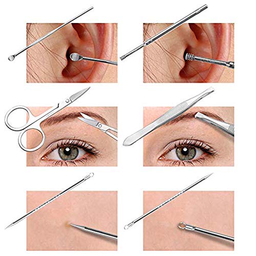 ONDY Manicure Pedicure Set Nail Clippers Travel Hygiene Kit Stainless Steel Nail Cutter Care Set Scissor Tweezer Knife Ear Pick Utility Grooming Tools with Fine PU Leather Travel Case (Blue Diamond) - Thumbnail 6