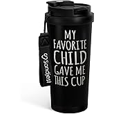 Gifts from Daughter Son - Stainless Steel 2-in-1 Lid Coffee Tumbler 18 oz, My Favorite Child Gave Me This Cup Insulated Travel Mug Gift for Dad Mom, Birthday, Christmas, Father's Day, Mother's Day