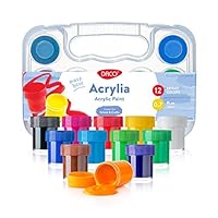 Daco Acrylic Paints Acrylia, Kids Art Set Includes 12 Colors 0.7 fl.oz (20ml), with Travel and Storage Box, Acrylic Paint for Beginners, Kids, School Paint Supplies, Painting Canvas, Finger Paint