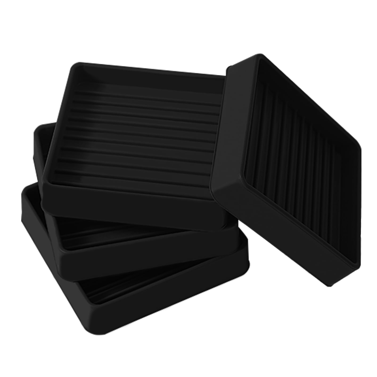 Photo 1 of 2.5x2.5 Square Rubber Furniture Caster Cups, Anti-Sliding Furniture Pads Bed Stopper Floor Protectors with Grip - Protect Any Flooring