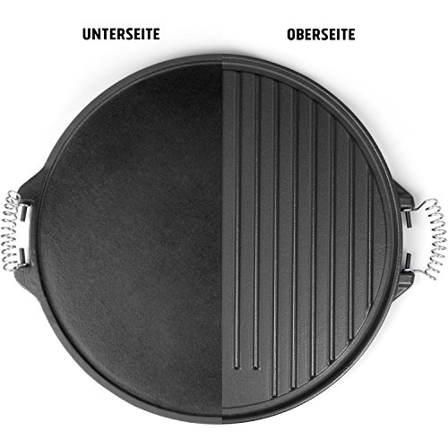Rustler Round Cast Iron Griddle Pan for BBQ with Enamel Coating