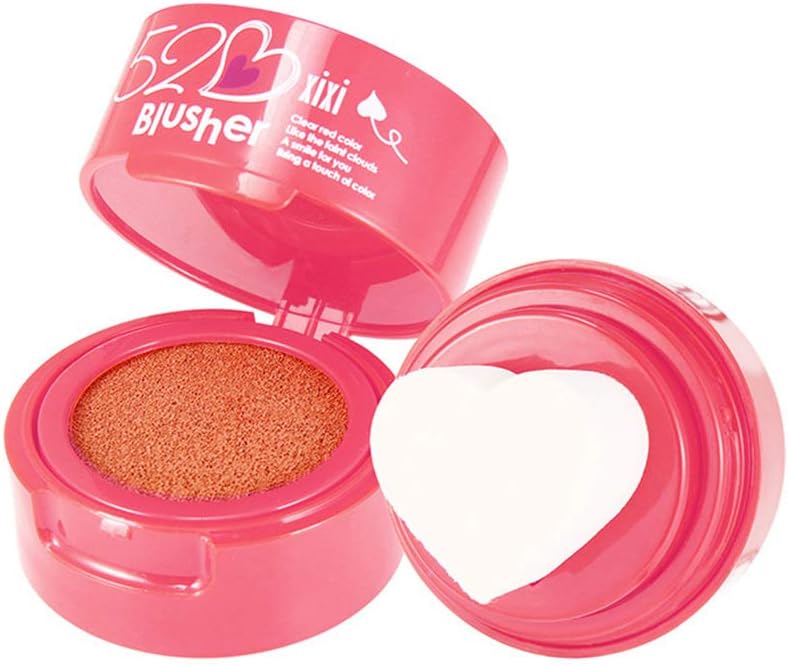 Allouli Heart Shape Air Cushion Blusher Stencil Blush Stamp Moisturizing Long-Lasting Pink Peach Bean Color