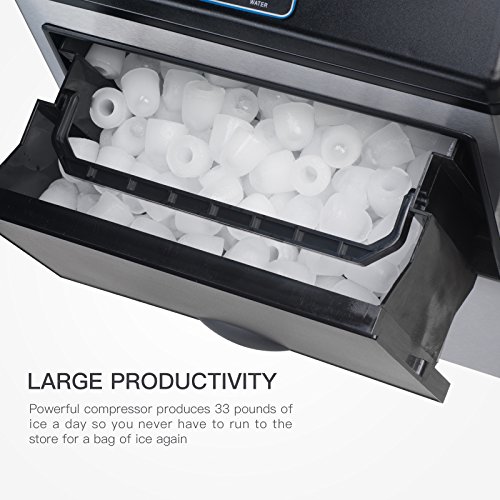 KUPPET 2 in 1 Commercial Ice Maker Machine With Water DispenserProducts 33lbs DailyIce Cubes