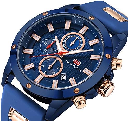 Mens Sports Watch Military Big Face Waterproof Analog Quartz Watch Stopwatch Army Shock Resistant Chronograph Business Casual Wrist Watches for Men