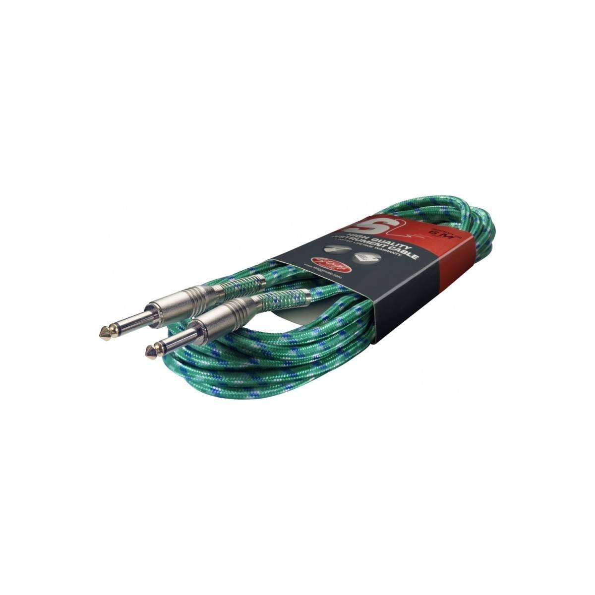 Stagg SGC6VT GR 6m S-Series Tweed Jack to Jack Instrument Cable - Green