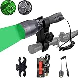 WINDFIRE S10 300 Yards 650 Lumen 3pcs Green LED Hunting Tactical Flashlight Long Range Hog Predator Varmint Green Hunting Gear Kit with Scope Mount, Pressure Switch, Rechargeable Battery and Charger
