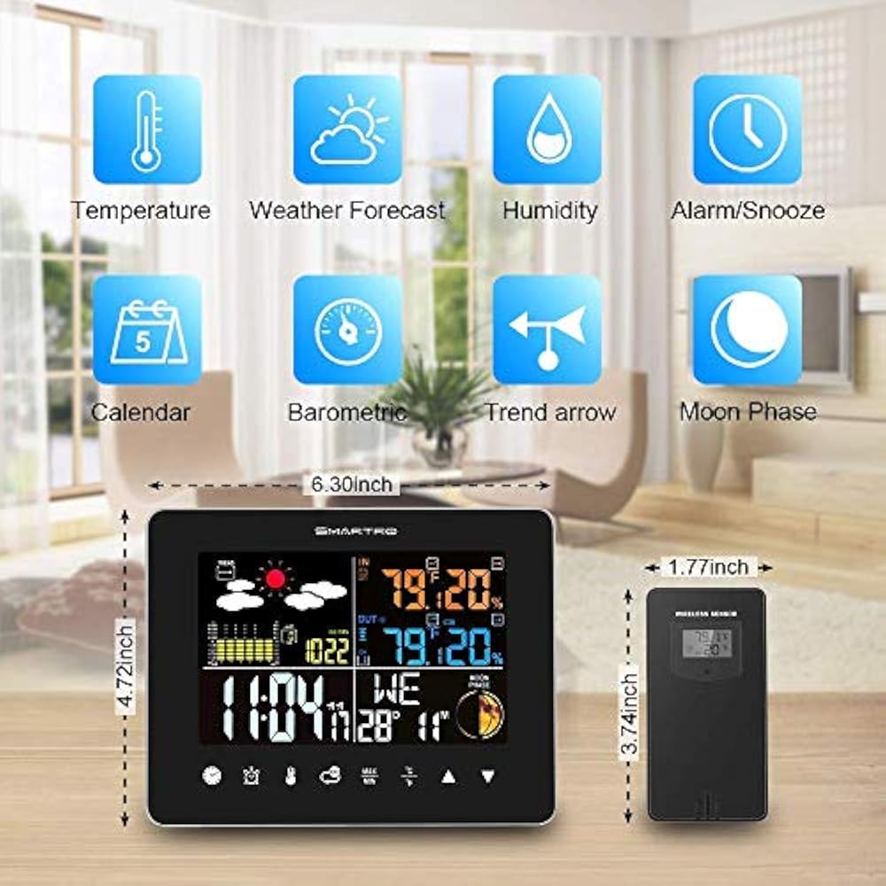 SC62 Wireless Indoor Outdoor Thermometer, Weather Station Color Large
