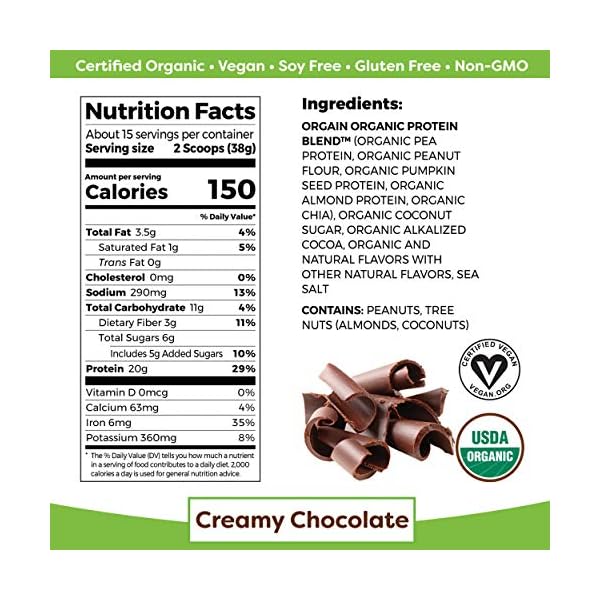 Orgain Simple Organic Vegan Protein Powder, Chocolate 20g of Plant