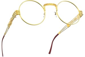 Yvey Vintage Round Steampunk Glasses for Mens and Womens Circle Hippie Style Eyeglasses