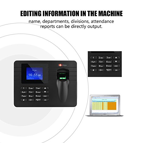 Richer-R 2.4in TFT LCD Screen Fingerprint Time Clock Recorder Employee Attendance Machine 100-240V Suitable for the entrances and exits of office, factory, hotel, school, etc.(Black) - Thumbnail 6
