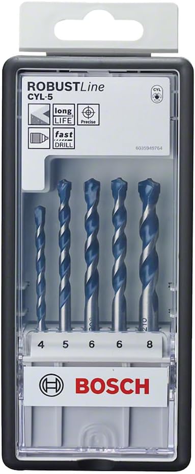 Bosch CYL-5 5-Piece Concrete Drill Bit Set Robust Line Ø4-8 mm