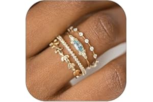 Qyalie Stackable Gold Rings for Women Set Dainty 14K Trendy Gold Plated Non Tarnish Stacking Cubic Zirconia Fashion Ring Jewelry Size 6 7 8 9 10