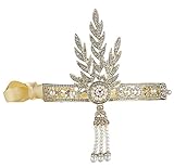 Babeyond® Bling Golden-Tone The Great Gatsby Inspired Leaf Simulated Pearl Headband Hair Tiara