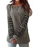 ZANZEA Women's Casual Round Neck Long Sleeve Boho Pullover Shirt Tops Blouses