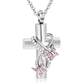 Butterfly Urn Necklace for Ashes for Women Cross Infinity Cremation Ash Pendant for Human Pet Memorial Keepsake Jewelry