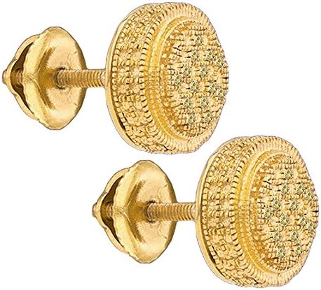 0.09ctw Canary Yellow &amp; White Diamond Micro-Pave Stud Earrings