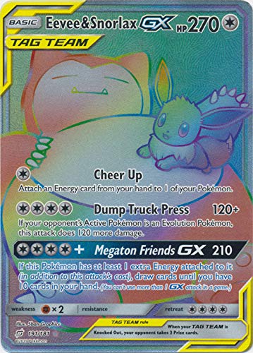 Eevee Snorlax Gx 191181 Secret Rare Team Up