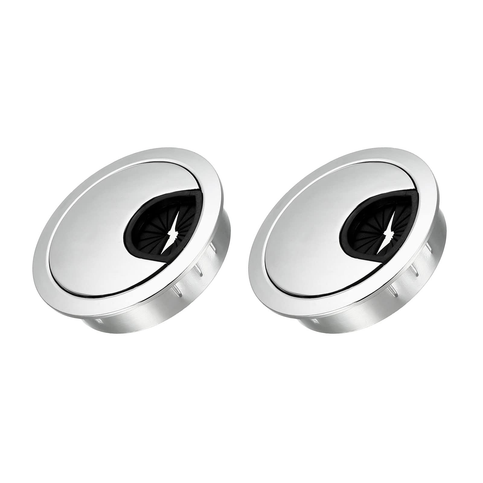 METALLIXITY Cable Cord Grommet (50mm/1.97") 2Pcs, Zinc Alloy Round Cable Hole Cover Wire Organizer - for Home Desk Cable Wire Management, Bright Silver