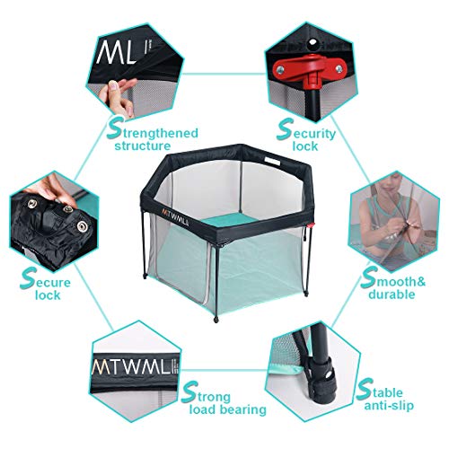 [6-Panel]Portable Playpen, Play Yard, Safety Foldable Indoor and Outdoor Baby Play Pen with Carry Case and Washable Lightweight Mesh Kids Playard - Thumbnail 2