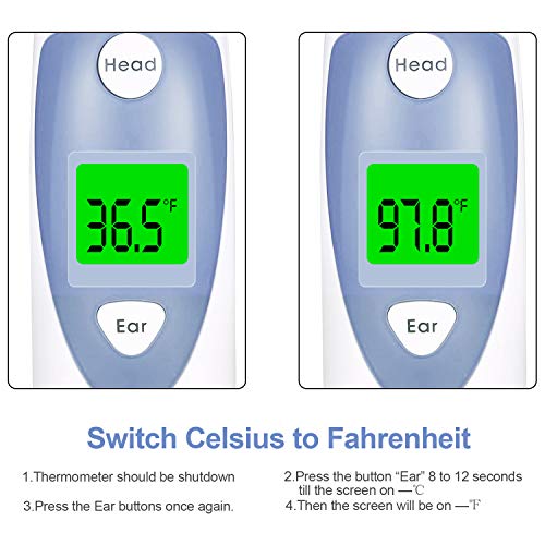Baby Thermometer, Digital Medical Forehead and Ear Thermometer for Fever, LPOW Instant Accurate Reading Infant Infrared Temporal Thermometer for Toddlers, Kids and Adults
