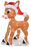 ProductWorks 24-Inch Pre-Lit Rudolph in Santa Hat Christmas Yard Decoration, 50 Lights