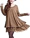StyleDome Women Lace Hem Long Sleeve Round Neck Doll Flare Maxi Mini Dress