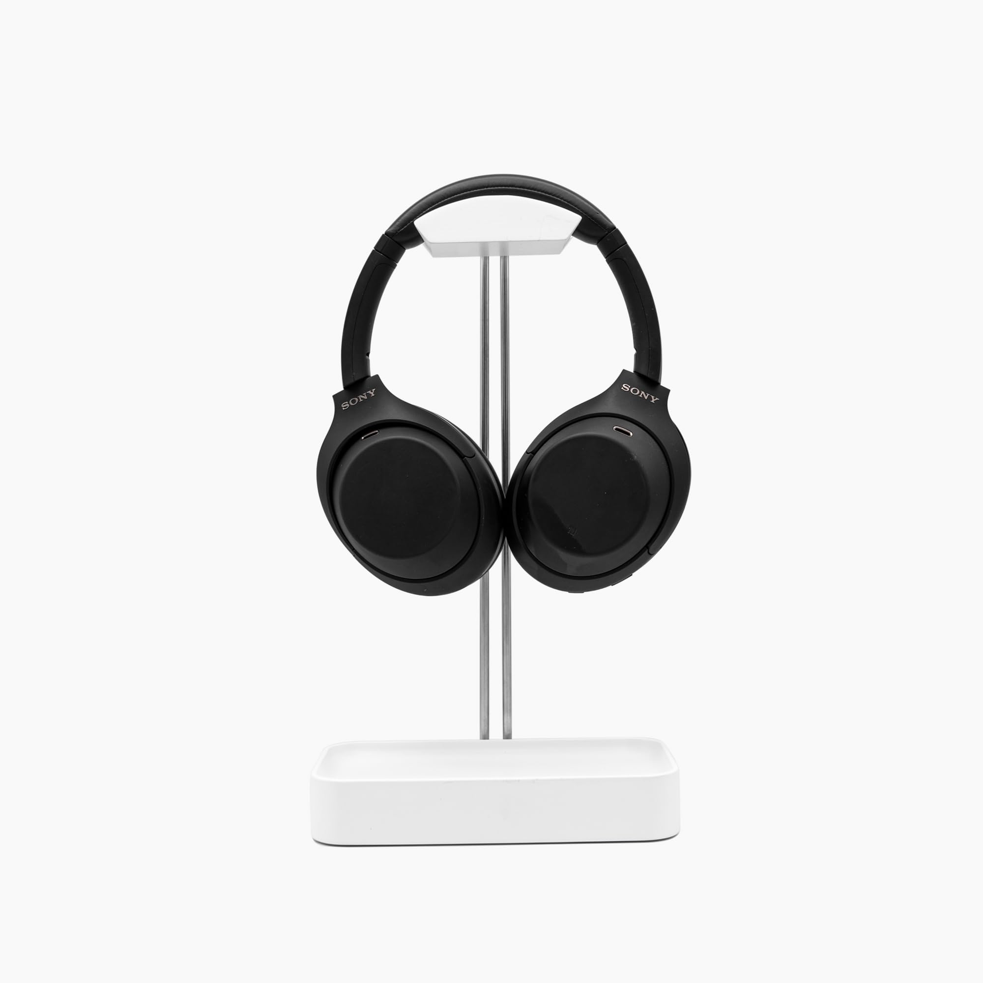 Raico Headphone Stand Wood & Metal Minimalist Headset Holder Hanger with Storage Base (White)