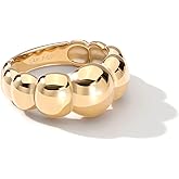 NVWAROCK Chunky Dome Rings for Women and Men Cute Fat Puffy Statement Thumb Band High Polished Comfort Bubble Stackable Ring Size 5-10(Gold and Silver)
