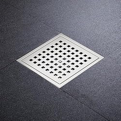 Iriber 6 Inch Square Shower Floor Drain with PVC