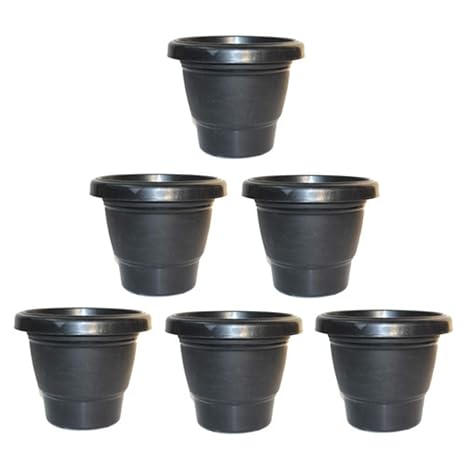 Synergy Plast Plastic Round Pot Set (Black, 6 Inch)