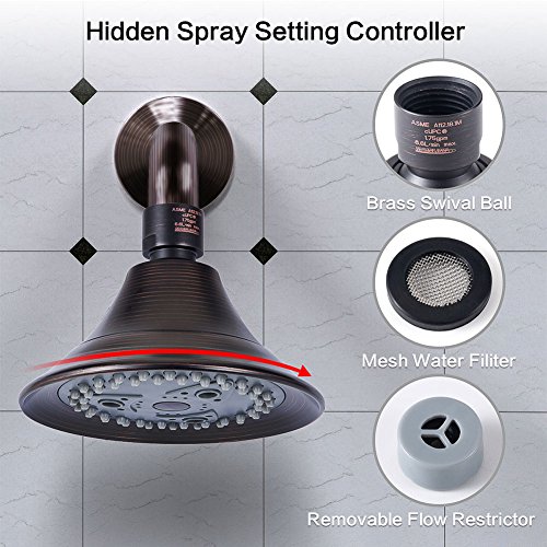 Ultra-Luxury Oil Rubbed Bronze ShowerHead,BOPai High Pressure Venetian Shower head,Wall Mount Copper Adjustable Ball with Removable Flow Restrictor - Thumbnail 2