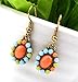 Napoo Women Vintage Boho Flower Crystal Hollow Geometry Colorful Necklace Earrings Set
