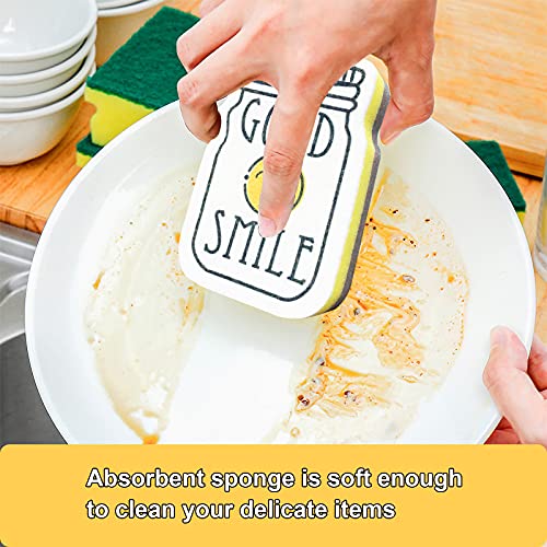 Scrub Sponge Non-Scratch Kitchen Cleaning Sponges for Dishes Reusable Heavy Duty Dishwashing Scrubbers Dual-Sided Scouring Pad, 8 Pack