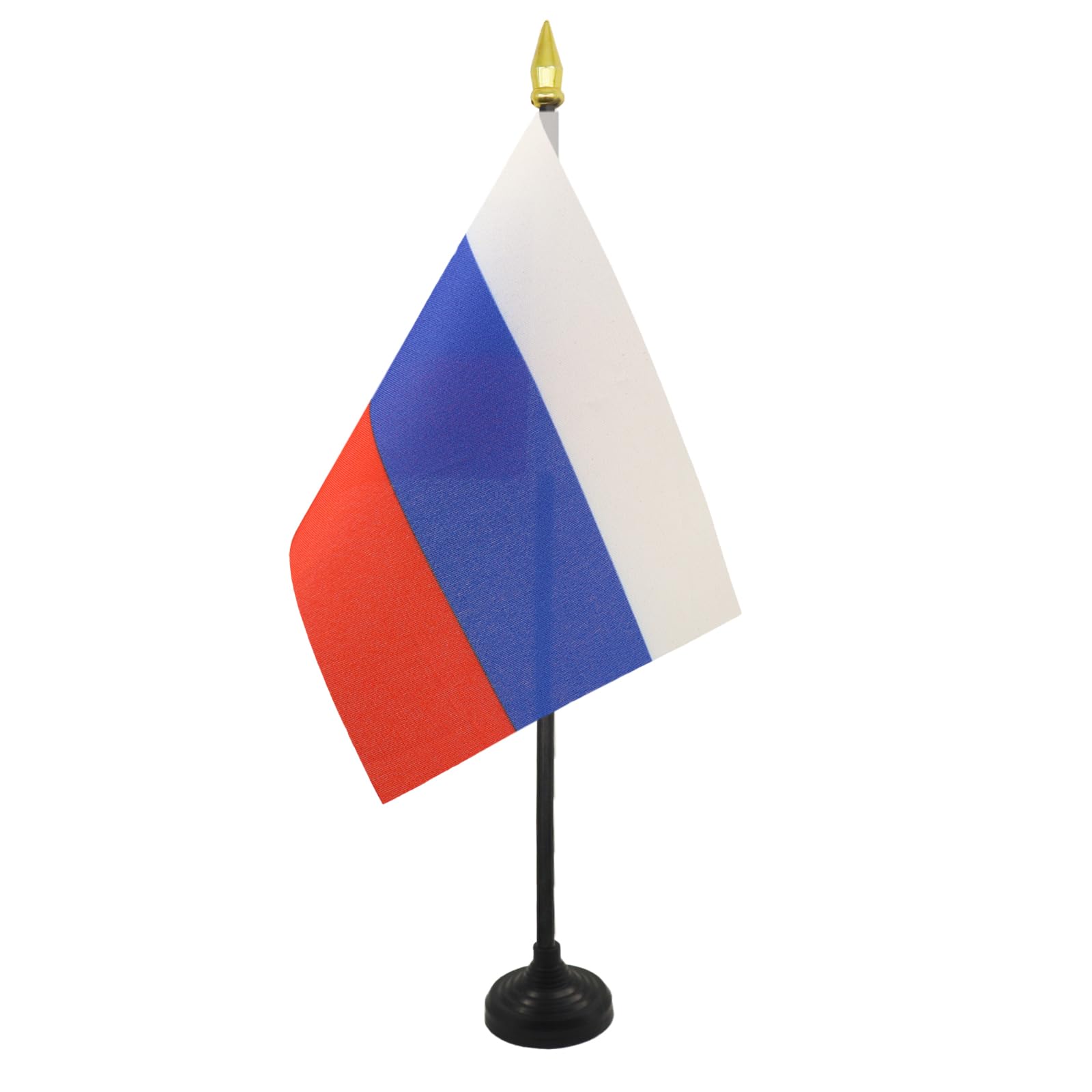 AZ FLAG - Russia Table Flag 4'' x 6'' - Russian Mini Desk Flag 100% Polyester 15 x 10 cm - Office Mini Banner with 10'' Pole - Golden Spear