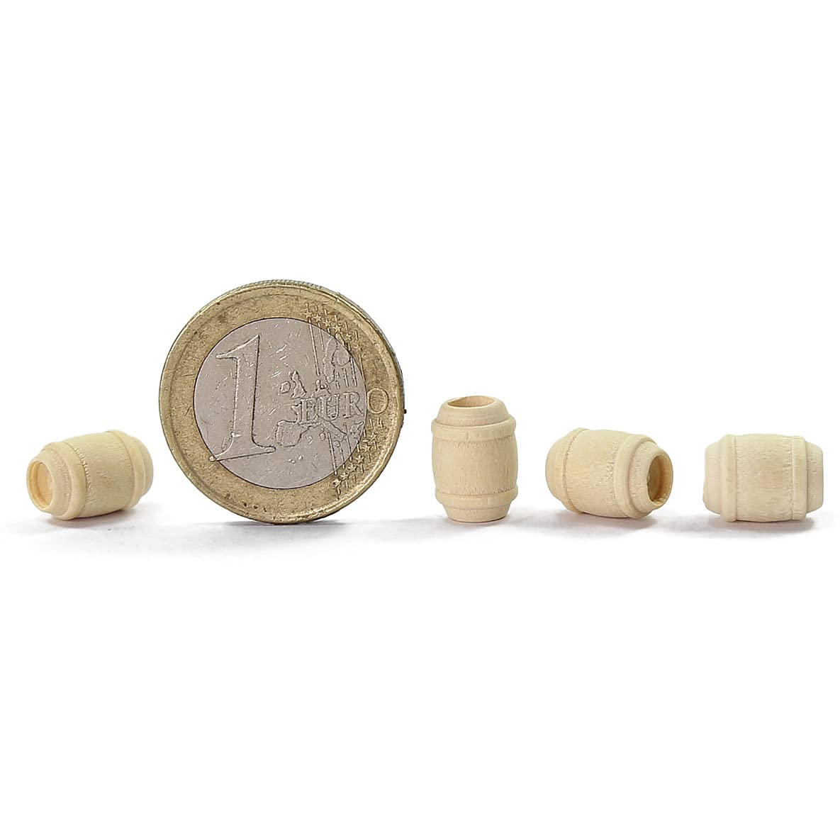 Evemodel Model Wooden Bucket Water Barrel Gauge H0 1:87 Wooden Barrels for Model Making Landscaping Decoration (10.5 mm) Pack of 50