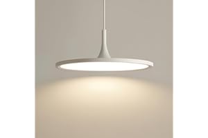 JAYMP Dining Room Modern Pendant Lighting Dimmable LED Disk Light Adjustable Height Kitchen Island Hanging Light Fixture (White, Dia 15.7 inch)