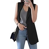 IDEALSANXUN Womens Long Vest Sleeveless Blazer Dressy Spring Summer Suit Jackets