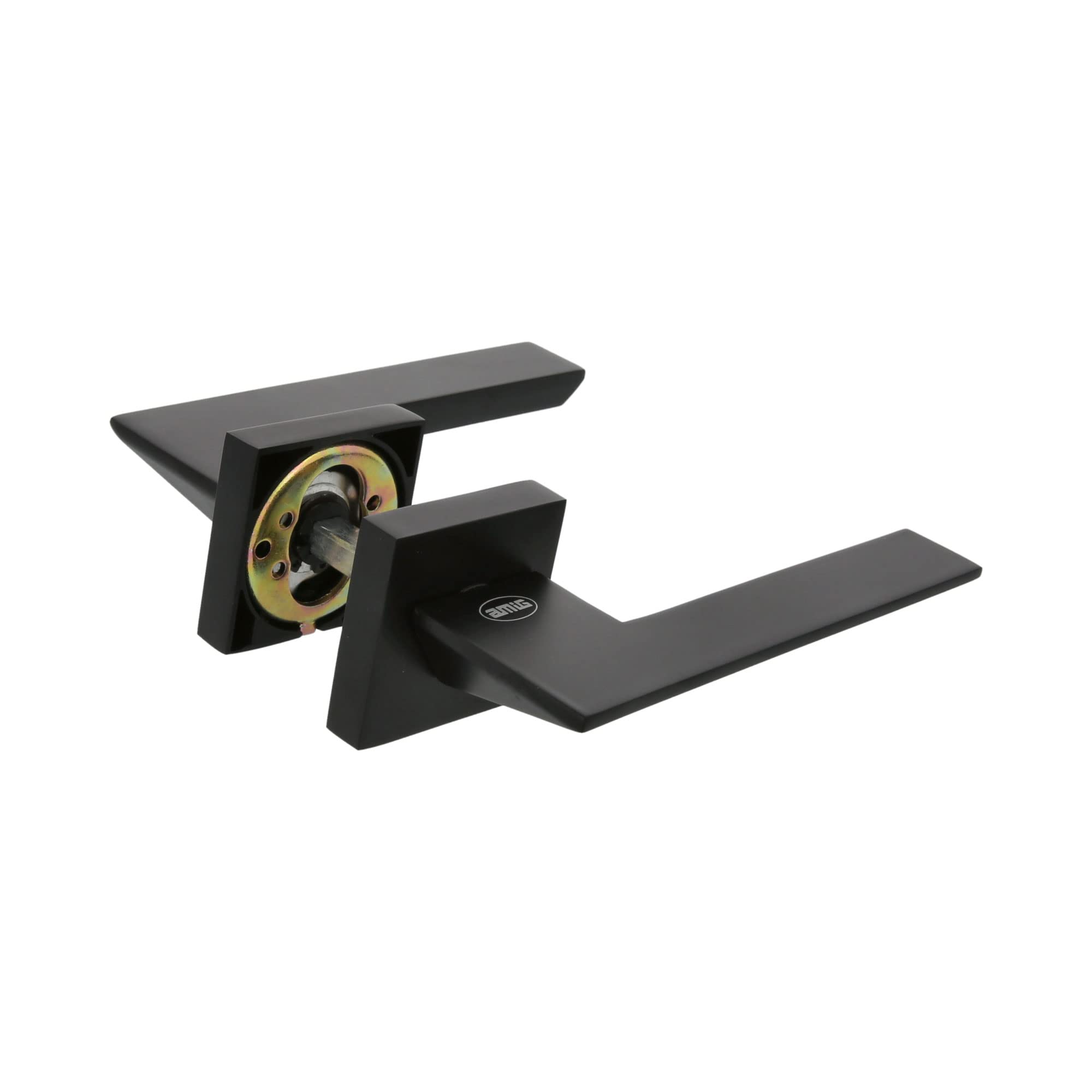 Amig - Set of Door Handles | ZAhora Model | 52 x 146 mm | with Keyhole | Elegant and Simple Design | Ergonomic Grip Handle | Matte Black Zamak