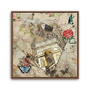 Framed Canvas Wall Art Retro Flowers and Birds Canvas Prints Home Artwork Decoration for Living Room,Bedroom - 16x16 inches