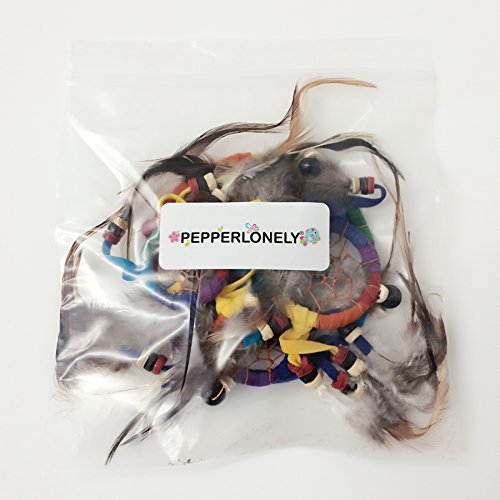PEPPERLONELY Dream Catcher Multi-Color Feathers 3.5 Inch Diameter, 16 Inch Long