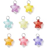 Gelirda 200Pcs Colorful Acrylic Star Pendants Transparent Star Shape Dangle Charms for DIY Bracelet Necklace Jewelry Making