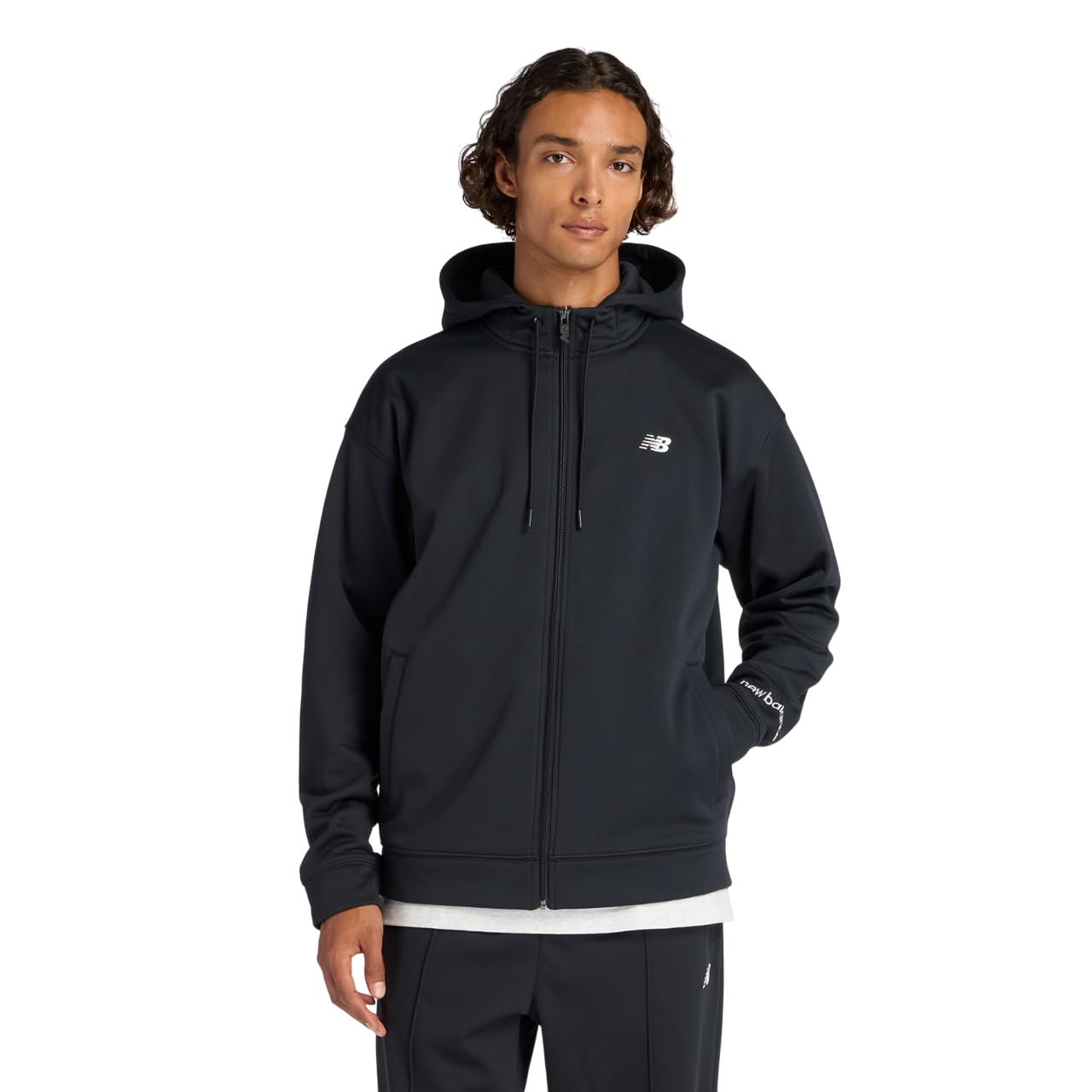 New Balance AMJ53174 Men's Double Knit Hoodie, Fleece Lined