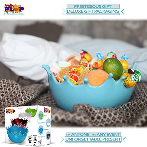 Premium Large Salad Bowl - Serving Bowl - Fruit Bowl - Candy Dish - Decorative Centerpiece Bowl - Best for Serving Fruit Salad Candy Popcorn Punch Chips Pasta - Unique Modern Design - Ceramic (Blue) - Thumbnail 4