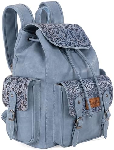 Justin Brown Leather Western Backpack Turquoise Straps Tassel Small Rucksack Amazon.com: Justin West Trendy Western Cross Rhinestone  main image 2