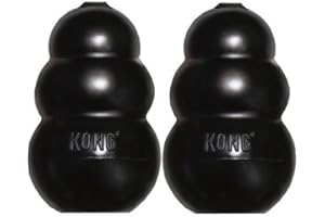 Kong Extreme Dog Toy 2-Pack, Large - Tough Chew Toys for Aggressive Chewers - Black Durable Rubber